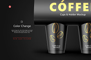 Coffee Cups and Holder Mockups Front, a Cups & Container Mockup by HelenStock (Thumbnail 2 of 9)