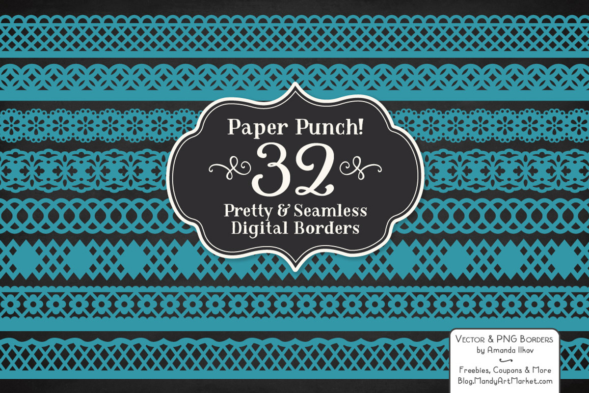 Vintage Blue Clipart Lace Borders, an Illustration by Amanda Ilkov (Photo 2 of 5)