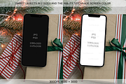 Christmas Phone Mockup Striped Gift, a Product Mockup by TatiMockup (Thumbnail 2 of 5)