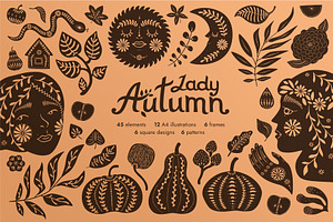 Lady Autumn. Vector feminine mystery