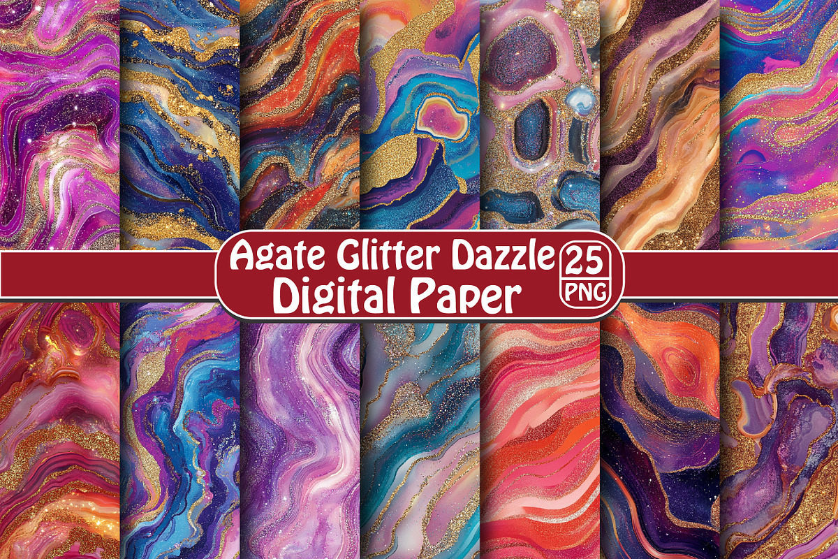 Agate Glitter Dazzle Digital Paper, a Pattern Graphic by DreamPrint404 (Photo 1 of 5)
