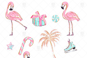 Christmas Flamingo Clipart