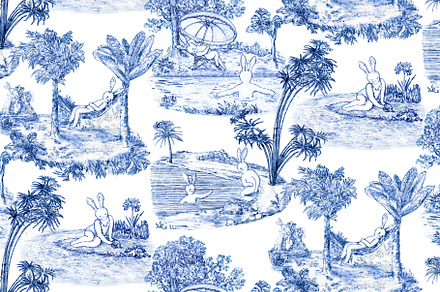 Toile de Jouy - Vacation Bunnies
