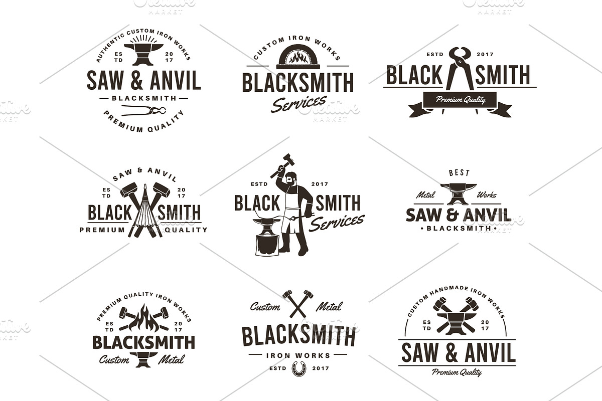 Blacksmith tools labels. Craftsman, an Illustration by YummyBuum