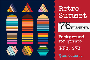 Retro sunset. SVG, PNG, a Shape Add-On by KundolaArt