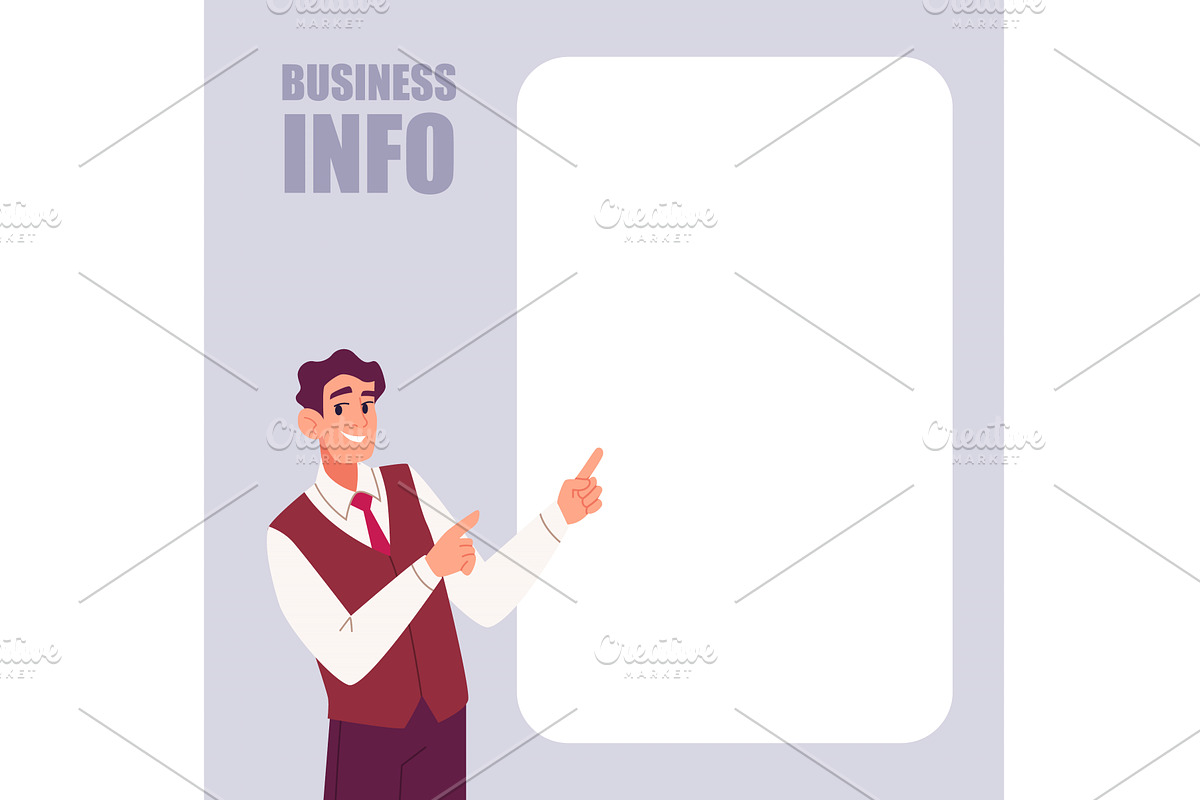 Man pointing. businessman character, a Finance Illustration by Onyx