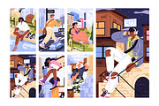 Giant people in the city, cards set, a Person Illustration by PaperTrident (Thumbnail 1 of 4)