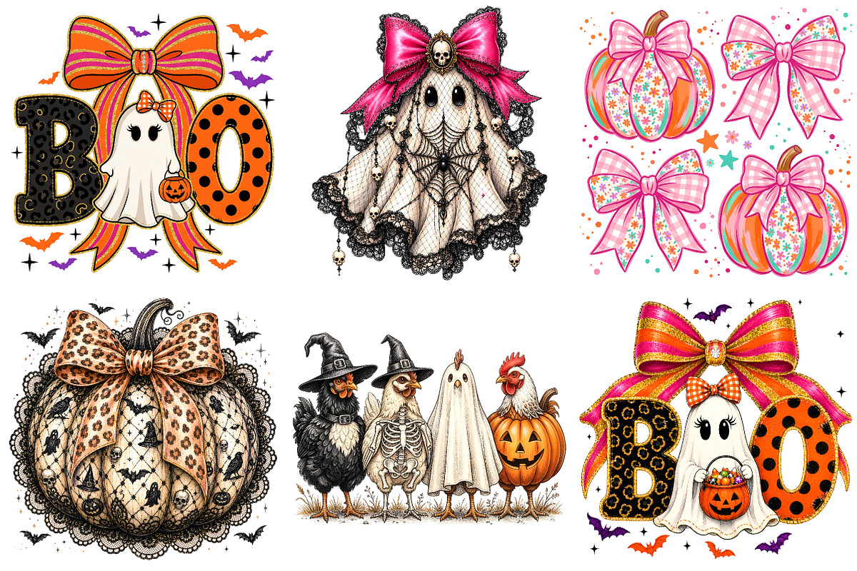 Coquette Halloween PNG Bundle, a Seasonal Illustration by Libby Wishes (Photo 4 of 5)