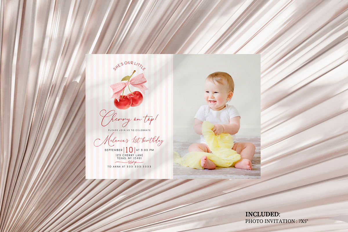 Cherry on Top 1st Birthday Photo, an Invitation Template by Digital_Mind (Photo 2 of 3)