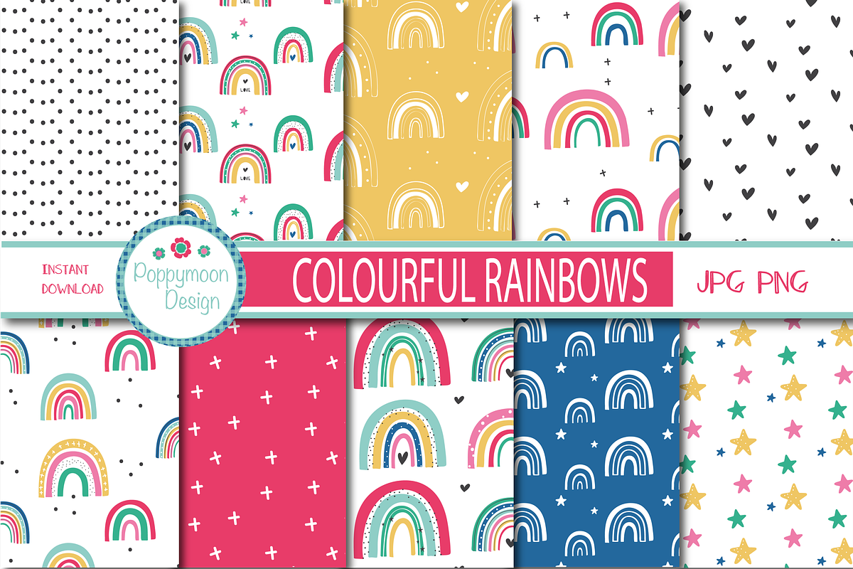 Colourful Rainbow set, a Decorative Illustration by Poppymoondesign