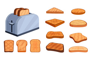 Cartoon bread toast slices. Roasted, a Food Illustration by Valerie Bodnar