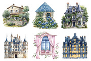 French Chateau Watercolor Clipart, a Texture Illustration by Daily.Designs (Thumbnail 3 of 5)