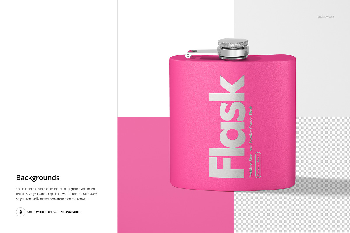 S.Steel & Powder Coated Flask Mockup, a Cups & Container Mockup by creatsy5 (Photo 8 of 9)