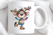 Christmas Cute Reindeer Clipart, an Illustration by RobertsArt (Thumbnail 4 of 7)
