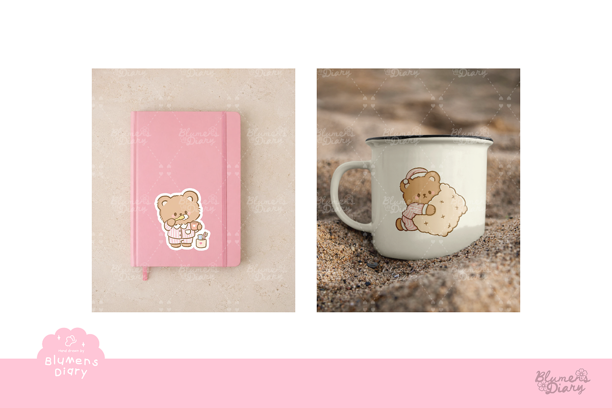 Bedtime Routine Cute Bear Clipart, an Animal Illustration by Blumensdiary (Photo 5 of 6)