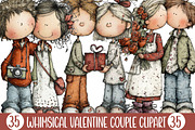 Whimsical Valentine Couple Clipart, an Illustration by Designking (Thumbnail 1 of 5)
