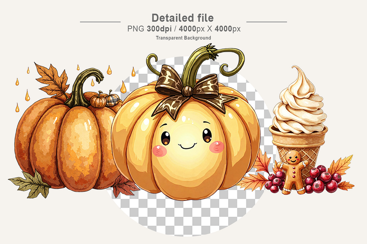 Fall Watercolor Pumpkin Clipart, an Illustration by Artnoy (Photo 3 of 8)