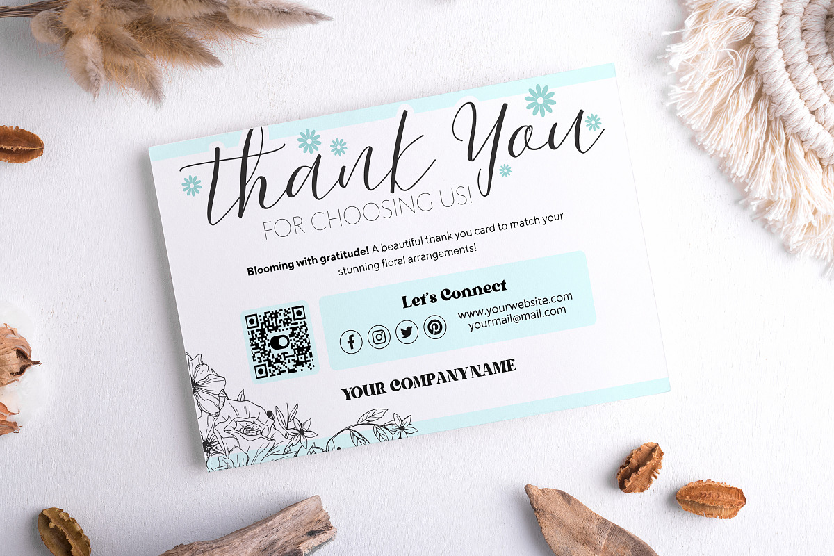 Flower Business Thank You Card, a Card Template by Snapybiz (Photo 3 of 8)