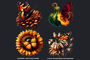 Autumn Butterfly and Flower Cliparts, an Animal Illustration by ThatsDesignArt (Thumbnail 3 of 10)