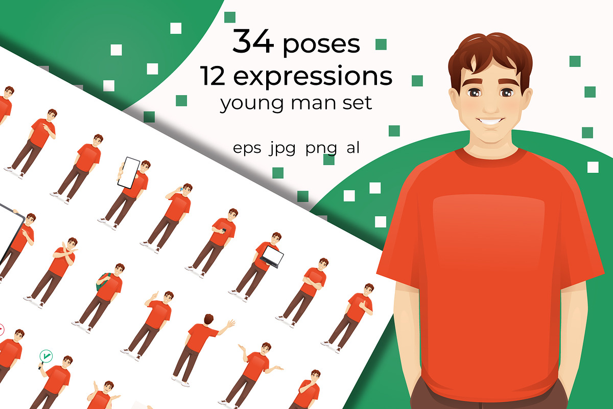 Young teenage man set, a Person Illustration by Volha Hlinskaya (Photo 1 of 5)