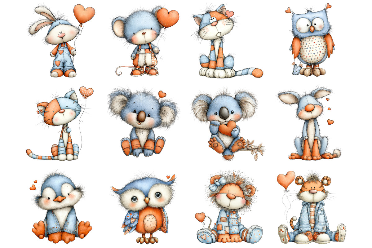 Valentine Patchwork Animal Clipart, a Graphic by CitraGraphics (Photo 2 of 4)
