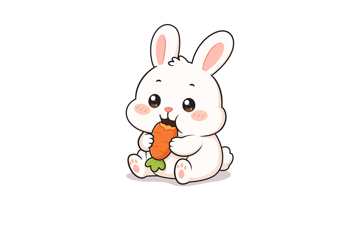 Bunny Eating Carrot Cartoon, an Animal Illustration by Artpon Illustration (Photo 2 of 3)