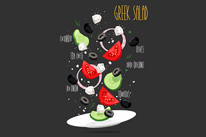 Greek Salad. Vector Illustration