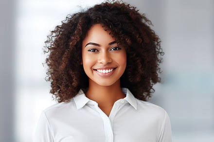 Beauty, people and technology concept, smiling african american, a Beauty & Fashion Photo by AS photostudio