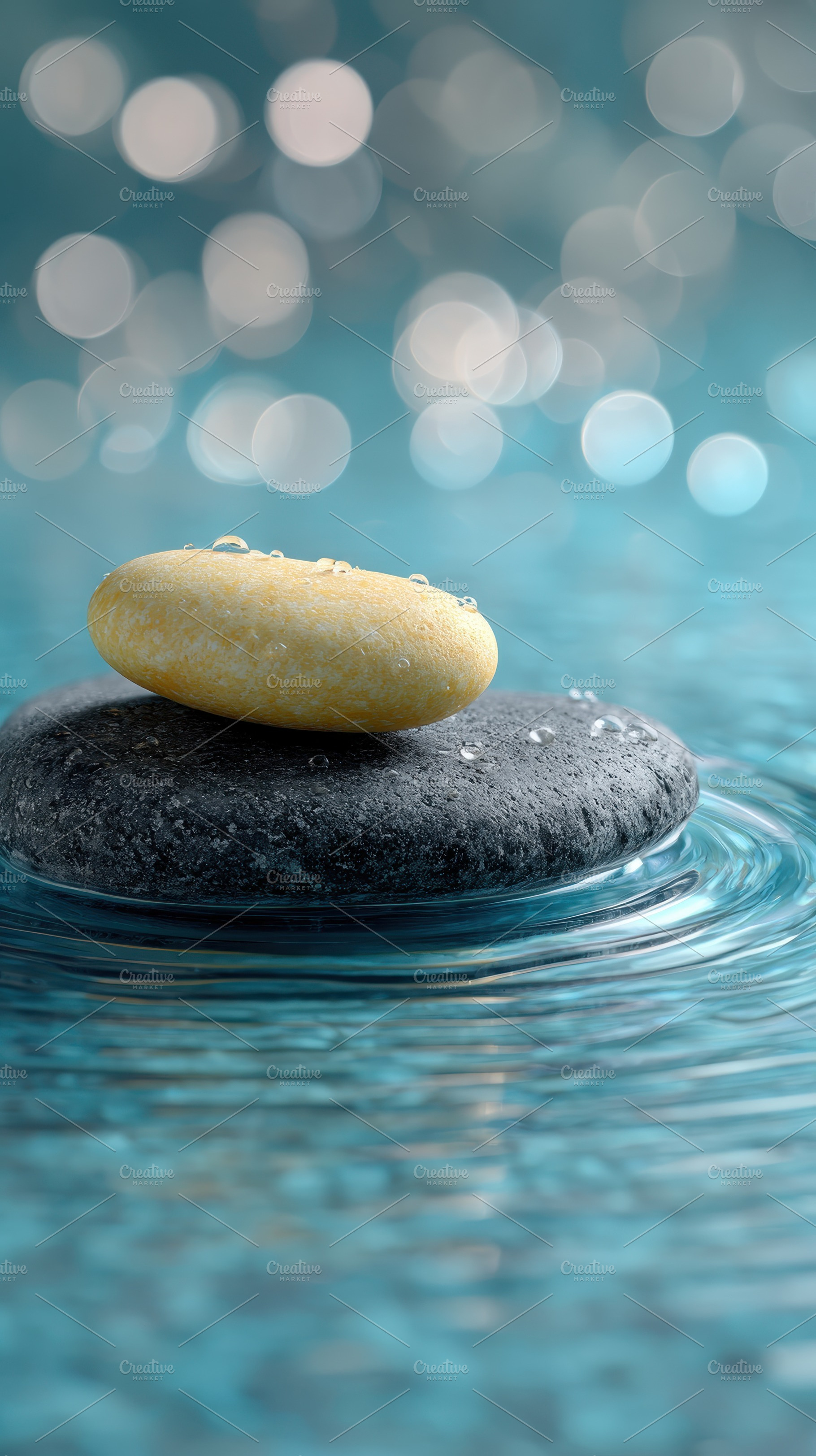 Tranquil Zen Stones Water Balance Sp, a Photo by Pixeness Studio