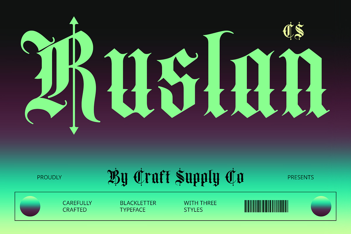 CS Ruslan – Blackletter Font, a Blackletter Font by Craft Supply Co. (Photo 1 of 8)