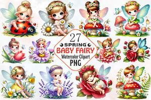 Spring baby fairy clipart, an Illustration by RobertsArt