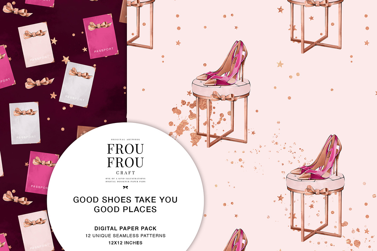 Pink Rose Gold Travel Paper Pack, a Background Graphic by Frou Fou Craft (Photo 5 of 7)