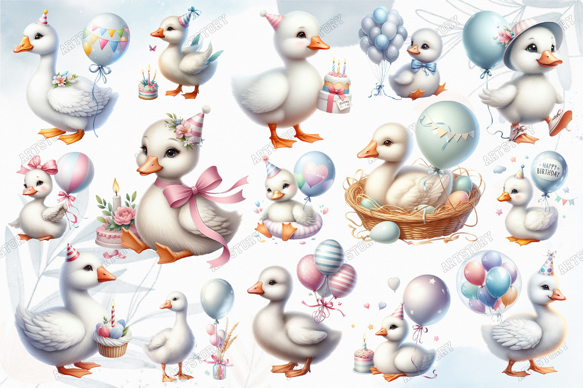 Watercolor Baby White Goose Birthday, a Graphic by designcity5 (Photo 3 of 5)