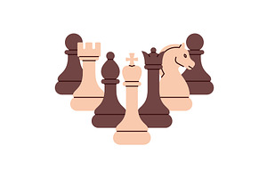 Complete minimal chess set, an Illustration by GraphiShop