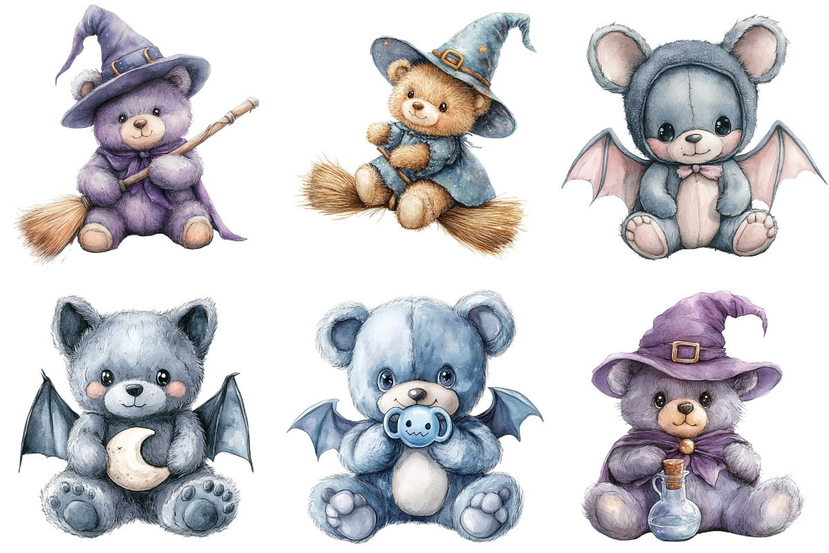 Halloween Teddy Bear Clipart Bundle, an Illustration by Daily.Designs (Photo 4 of 5)