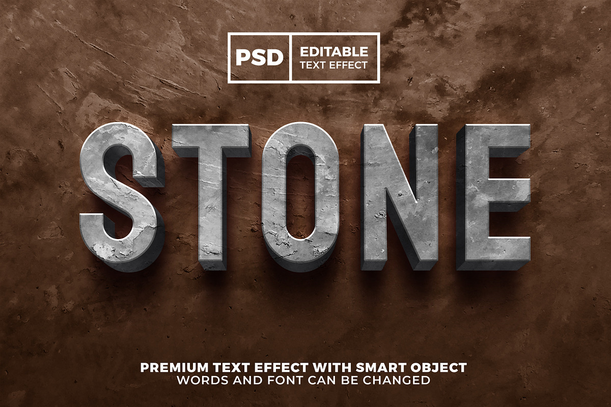 grunge stone 3d text effect, a Brushes & More by Agung Kreatif