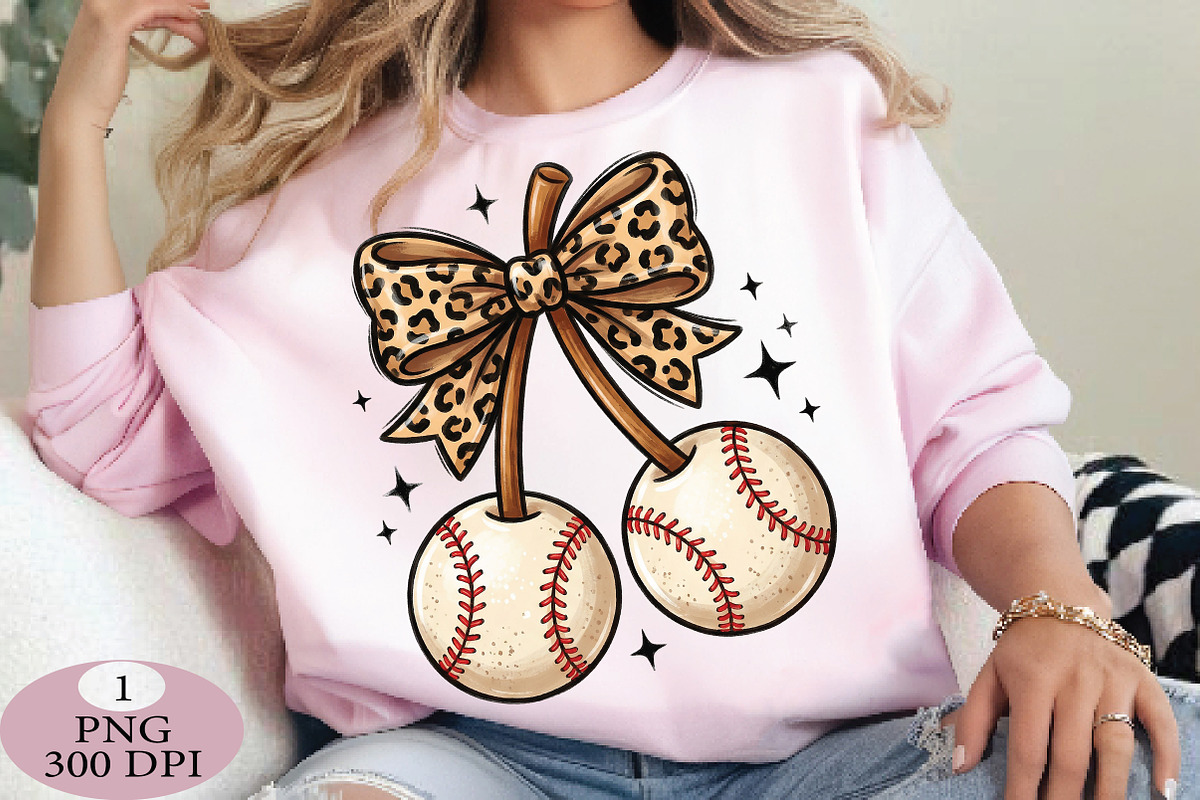 Baseball Cherries Coquette Bow Png, an Illustration by Daily.Designs (Photo 3 of 5)