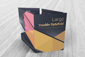 Double Gatefold Brochure Mockups