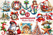 Merry Maritime Christmas Clipart, an Illustration by CreationArt (Thumbnail 1 of 5)