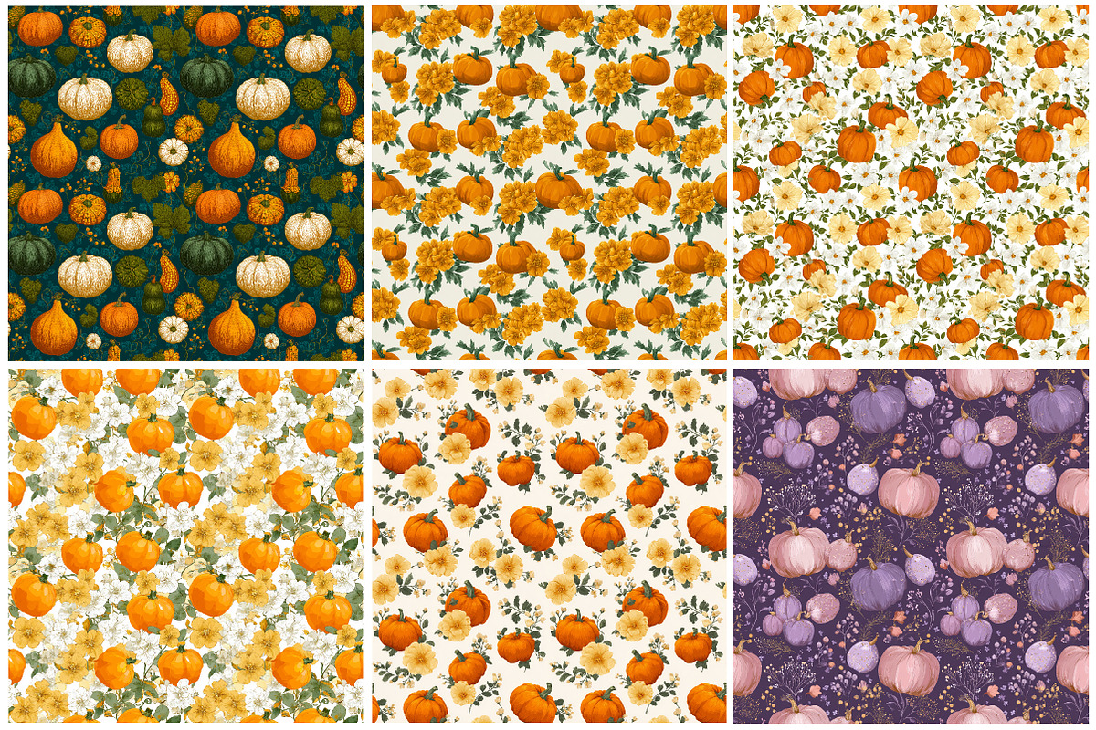 Watercolor Autumn Seamless Digital, an Illustration by Designking (Photo 2 of 4)