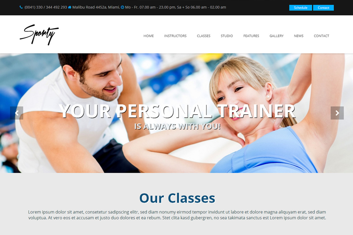 Sporty - WordPress Gym Theme, a WordPress Template by 7Theme (Photo 2 of 5)