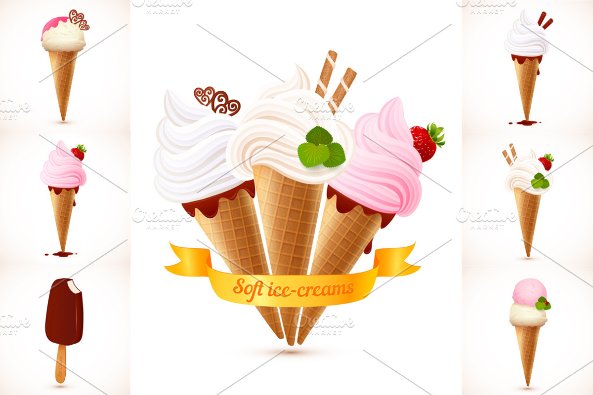 9 realistic vector ice-creams