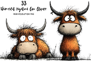 Whimsical Highland Cow Clipart, an Illustration by OK Design (Thumbnail 1 of 6)