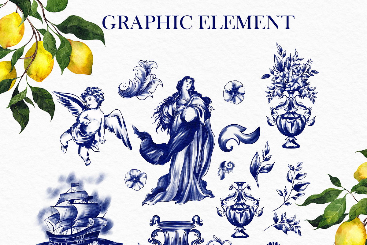 Azulejo. Watercolor Graphic, an Object Illustration by ma_i_vi (Photo 5 of 9)