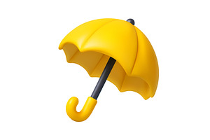 3D yellow umbrella icon for weather
