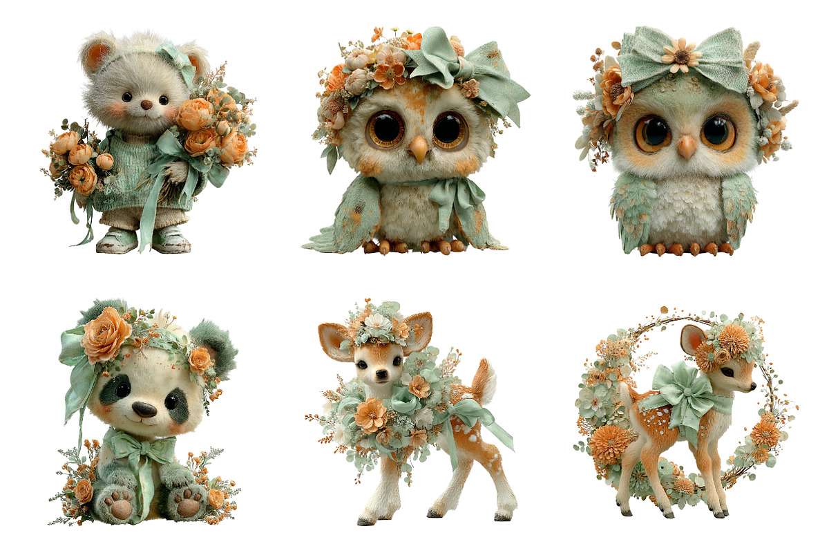 Spring flower animals clipart, an Illustration by SinaCreation (Photo 3 of 11)