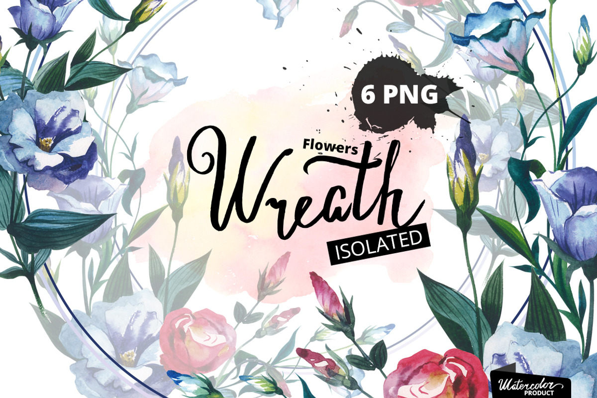 Watercolor Flower Wreath PNG set, a Decorative Illustration by WatercolorPNG.com (Photo 1 of 8)