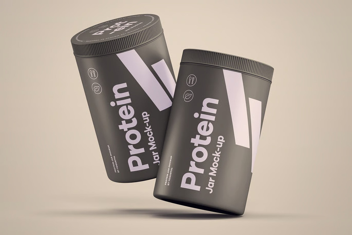 Protein Tall Jar Mock-up, a Packaging Mockup by zippypixelstudio (Photo 4 of 12)