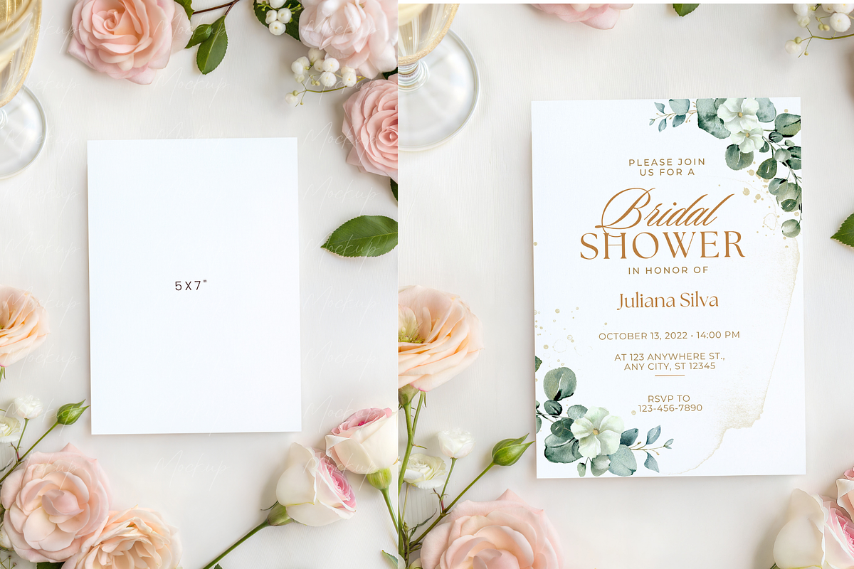 Floral Bridal Shower Card Mockup, a Product Mockup by TatiMockup (Photo 2 of 3)