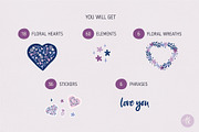Floral Hearts Vector Clipart Set, an Object Graphic by Alena Koval (Thumbnail 11 of 12)